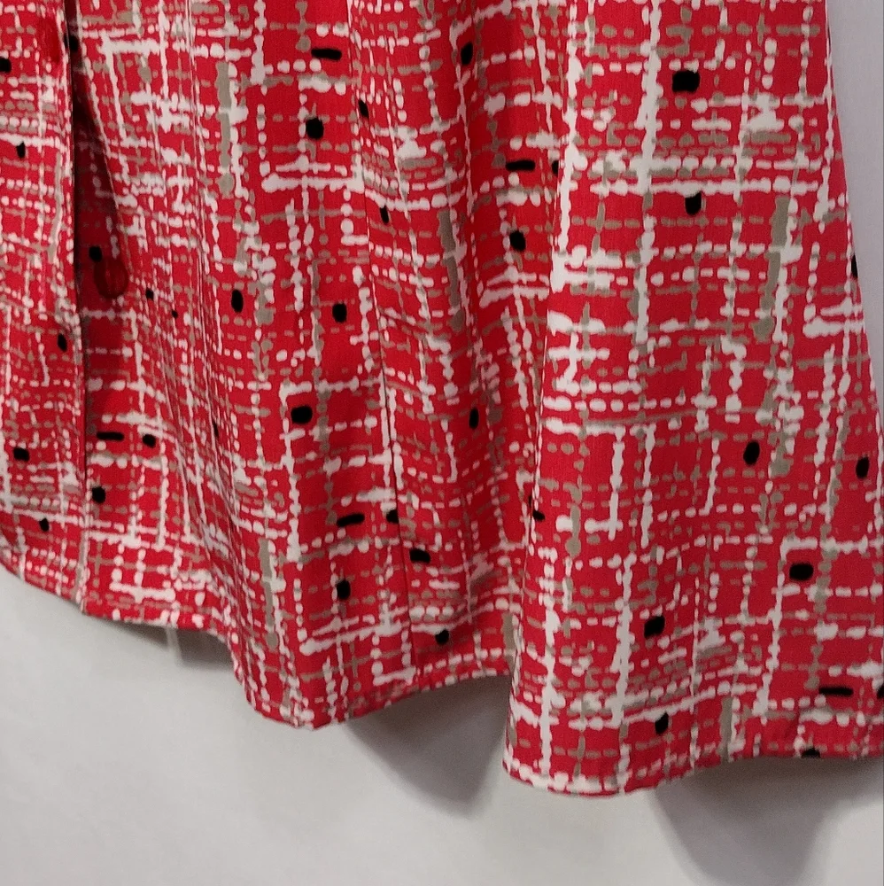 Maggie Barnes Artsy Button Blouse Women's 3X Red Boho Retro Festival Casual - Picture 7 of 8